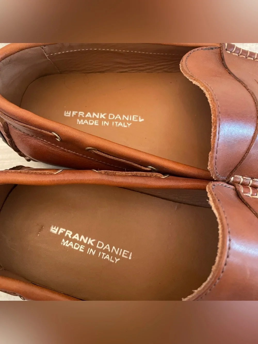 Frank Daniel Italy Tan Leather Penny Driving Loafers Men’s 46/US 13 Preppy